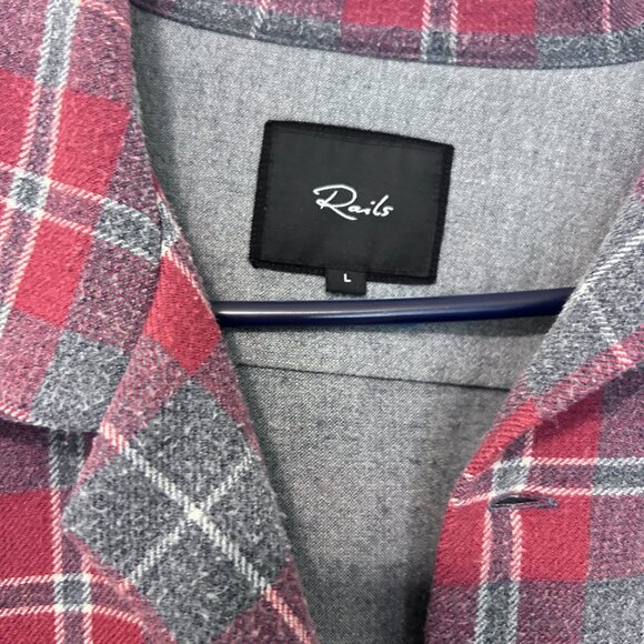 Mens Rails Plaid Button Up Flannel Shirt Shacket L - Picture 6 of 7